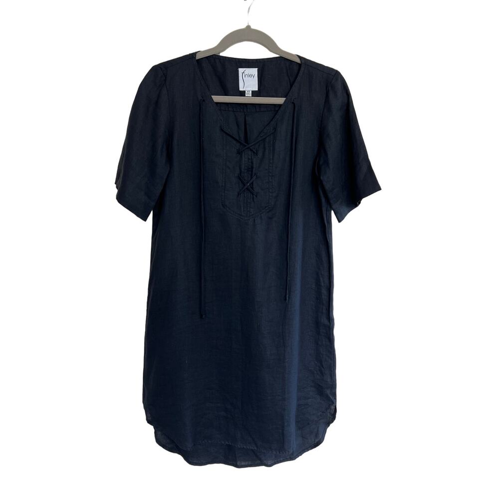 Finley size XS black linen mini dress